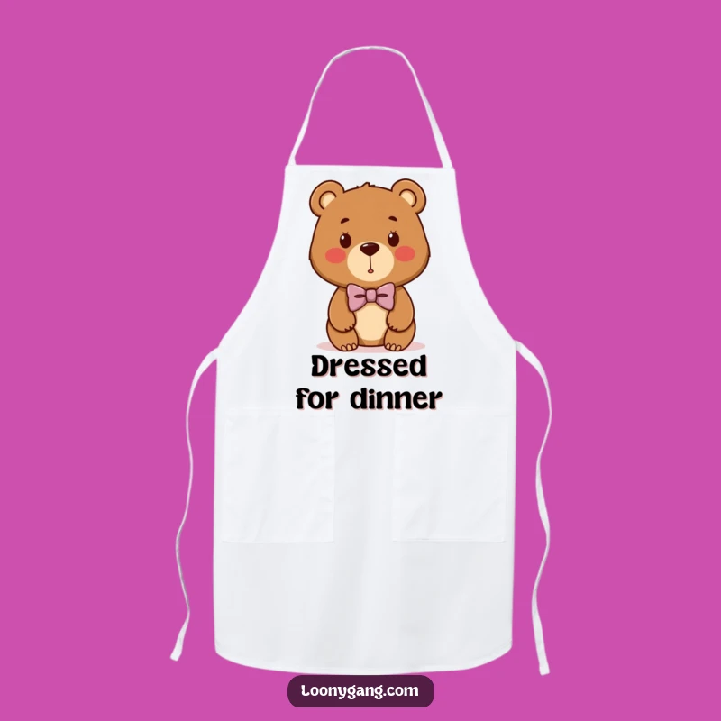 Funny Bear Cub Bowtie Apron: Whimsical Cartoon Bear Cooking, Terrific Funny Gift