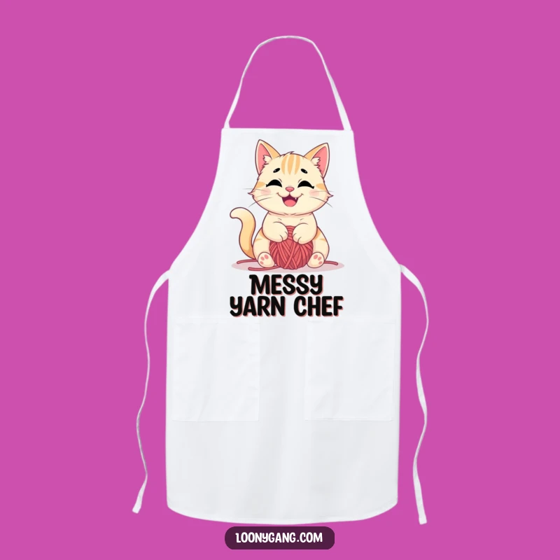 Funny Cat Yarn Apron: Craft with Joy, Cute Funny Gift for Knitters