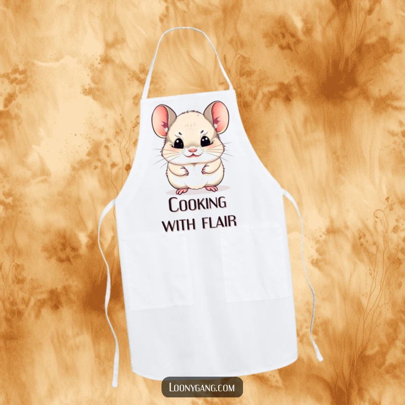 Funny chinchilla cub making a funny face, kitchen apron, foodie humor gift.