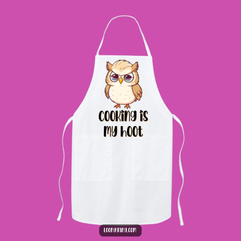 Funny Flustered Owl Apron, Oversized Feather Kitchen Wear, Humorous Cooking Gift Idea