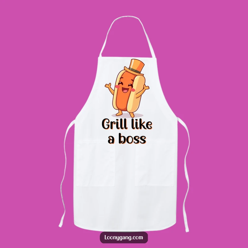 Funny Hot Dog Jig Apron: Top Hat Kitchen Dance Wear - Chef's Gift