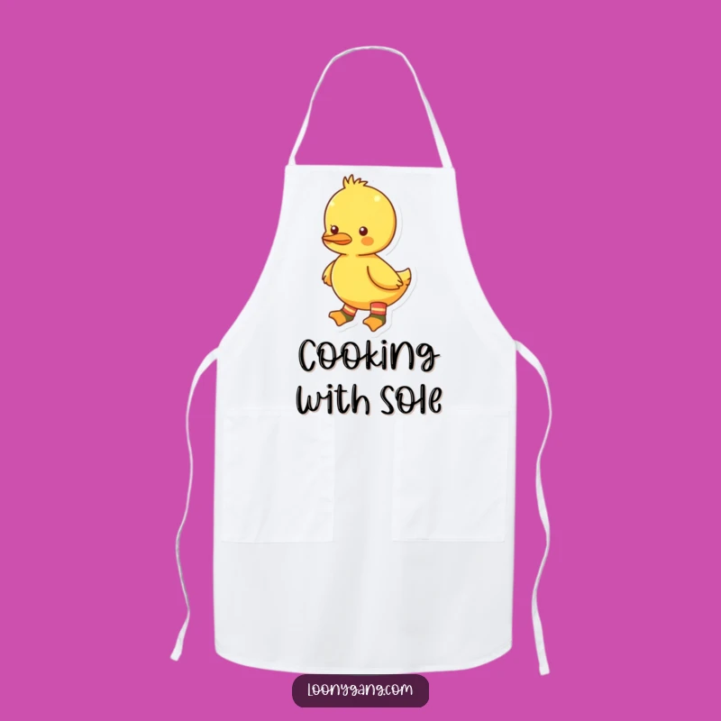 Funny Mismatched Socks Duckling Apron, Bright Yellow Kitchen Wear, Humorous Cooking Gift Idea