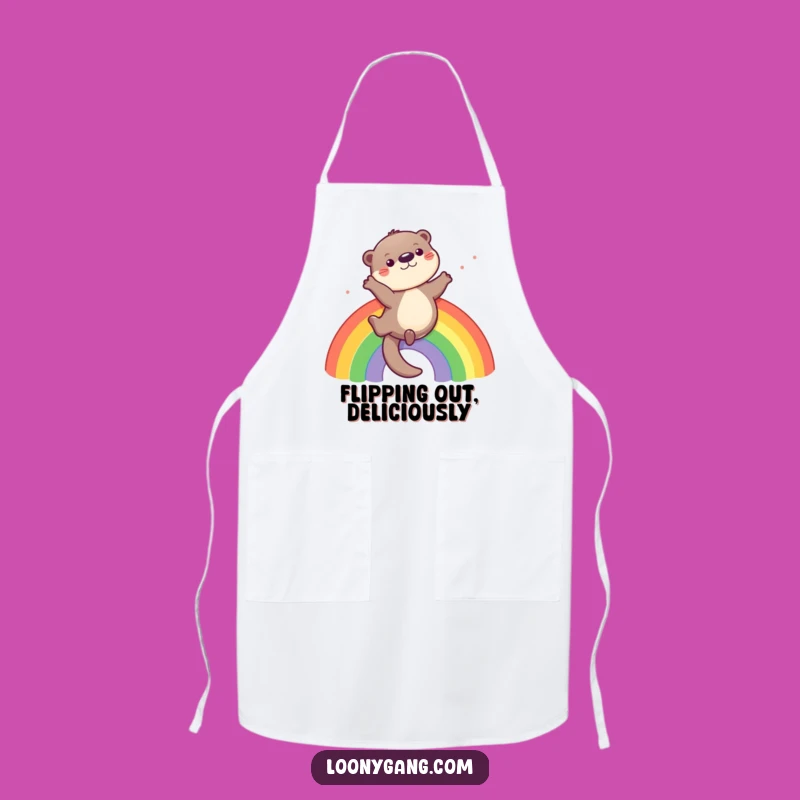 Funny Otter Rainbow Apron: Cook Up Fun with Playful Style