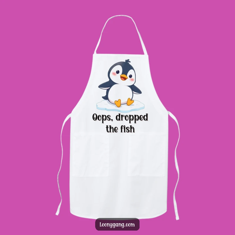 Funny Penguin Slipping Apron: Hilarious Cartoon Kitchen Wear for Cooking Fun