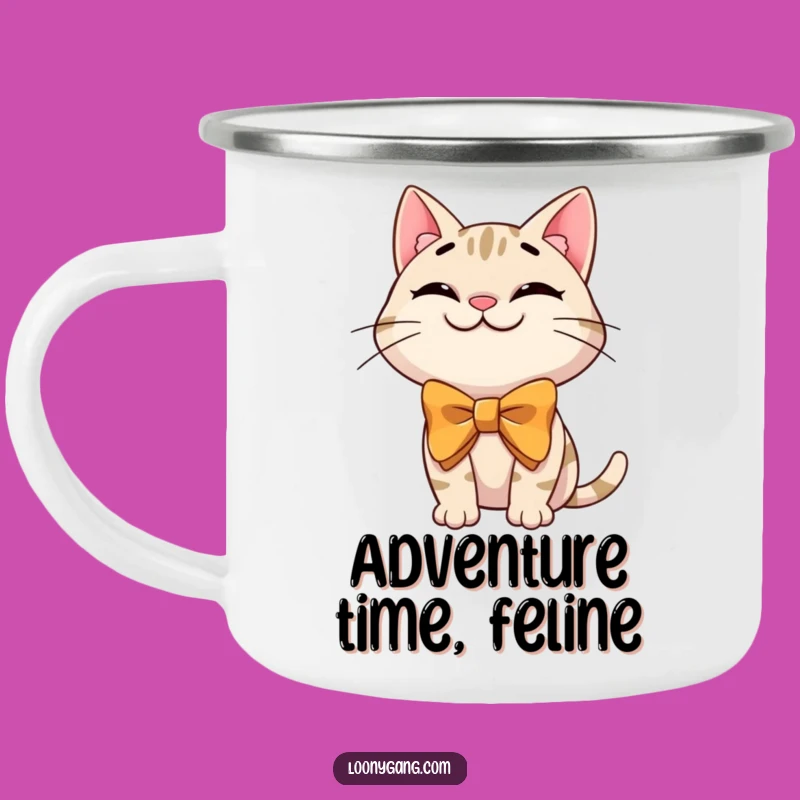 Funny Cat Bowtie Camping Mug - Durable and Hilarious Outdoor Companion