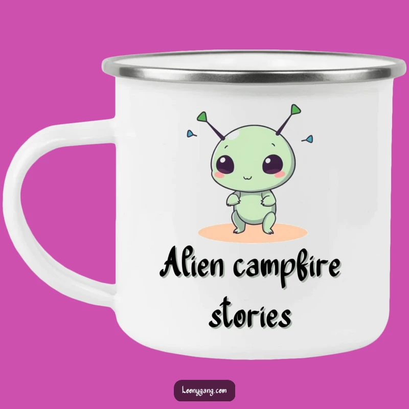 Funny Alien Antennae Enamel Mug: Durable Sci-Fi Creature Camping Gift, Perfect Funny Outdoor