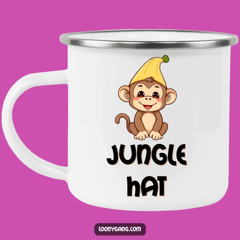 Funny Monkey Camping Mug: Banana Hat Adventure Mug - Great Funny Gift