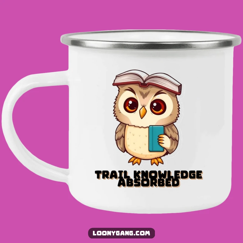 Funny Owl Cub Book Head Camping Mug - Bewildered Scholar Outdoor Cup