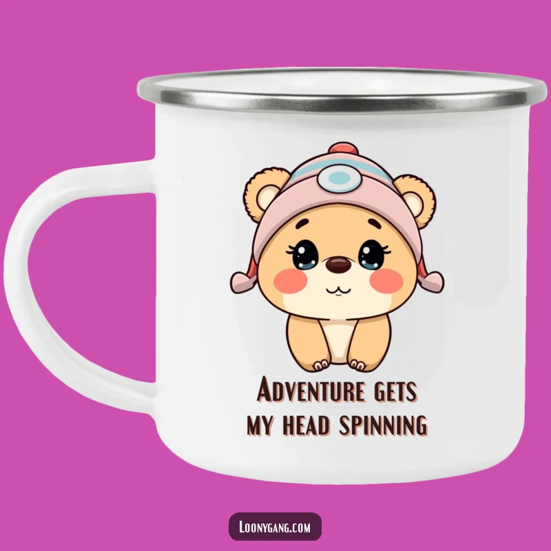Funny Surprised Bear Cub Propeller Beanie Camping Mug Adventure Ready Funny Gift