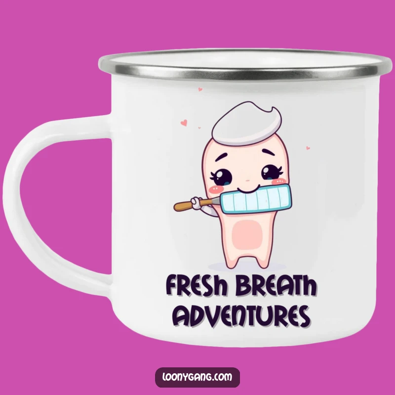 Funny Toothbrush Camping Mug: Silly Smile Brushing Air - Adventure Humor!