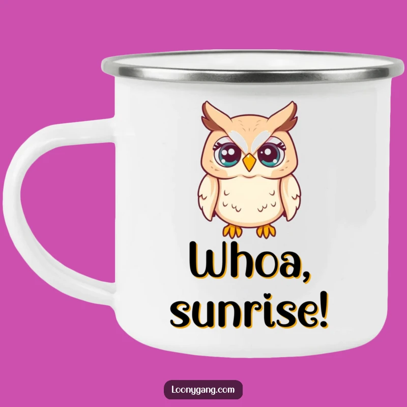 Funny Owl Eyes Camping Mug: Startled Adventures, Durable Funny Gift for Outdoors