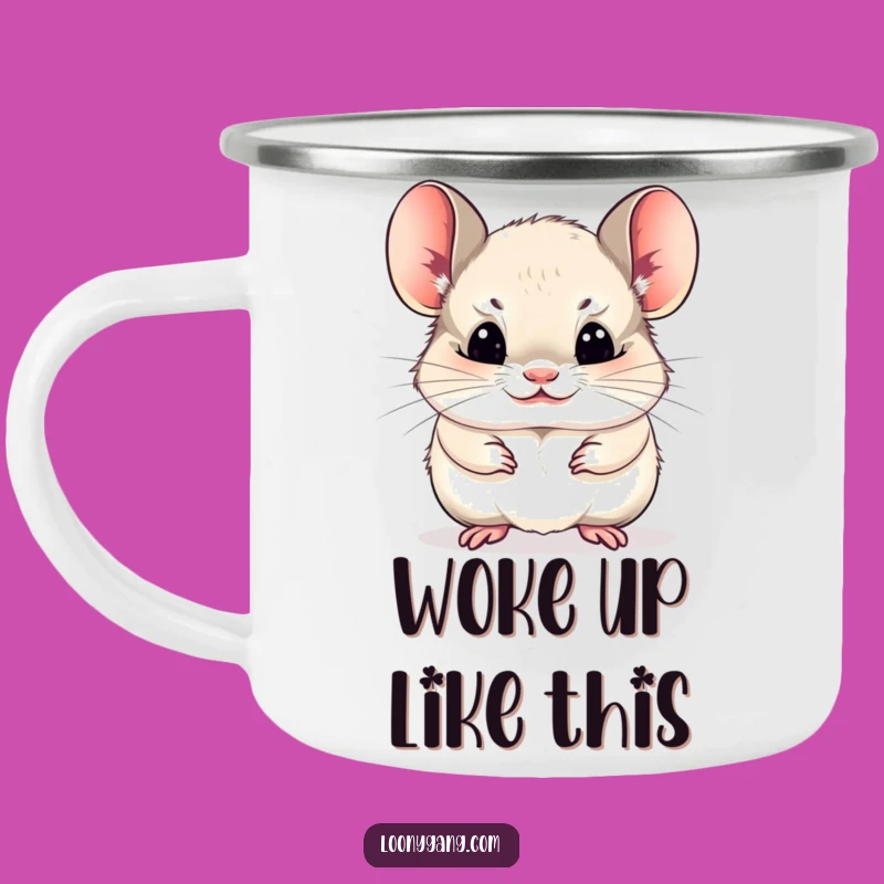 Funny Chinchilla Camping Mug: Funny Face Enamel Mug, Outdoor Fun Gift