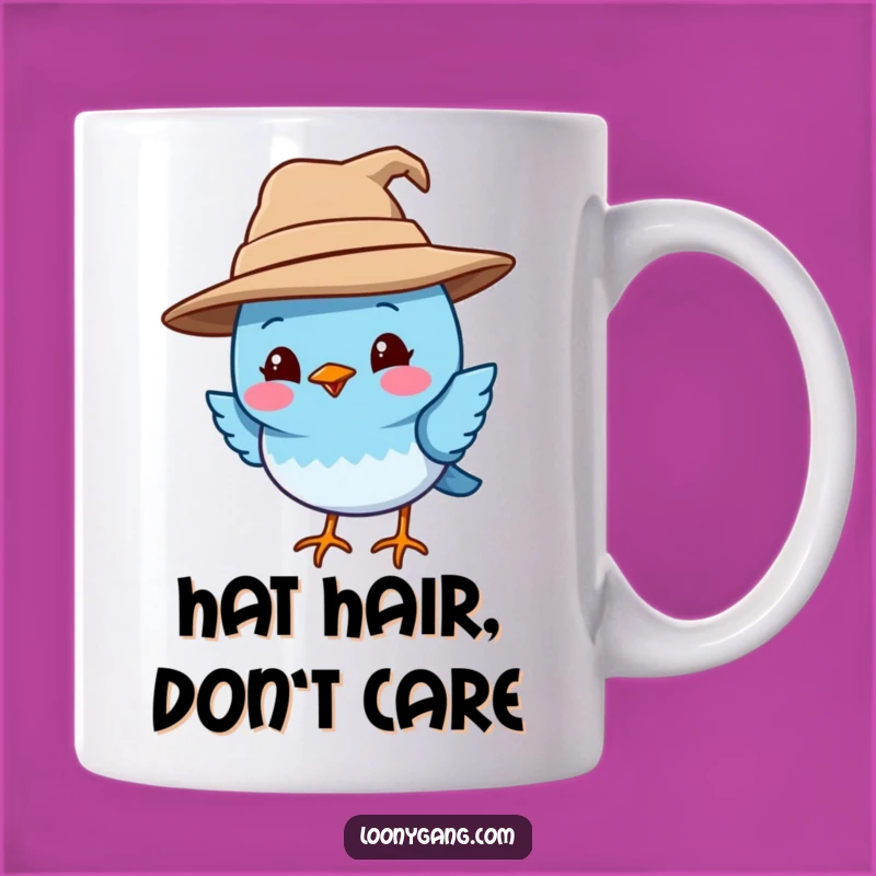 Funny Blue Bird Mug: Smiling Bird in Big Hat, Quirky & Hilarious Gift