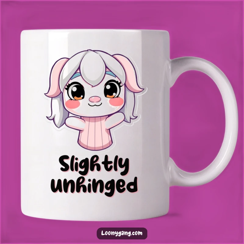 Funny Derpy Sock Puppet Mug: Mismatched Eyes Wiggle - Perfect Funny Gift