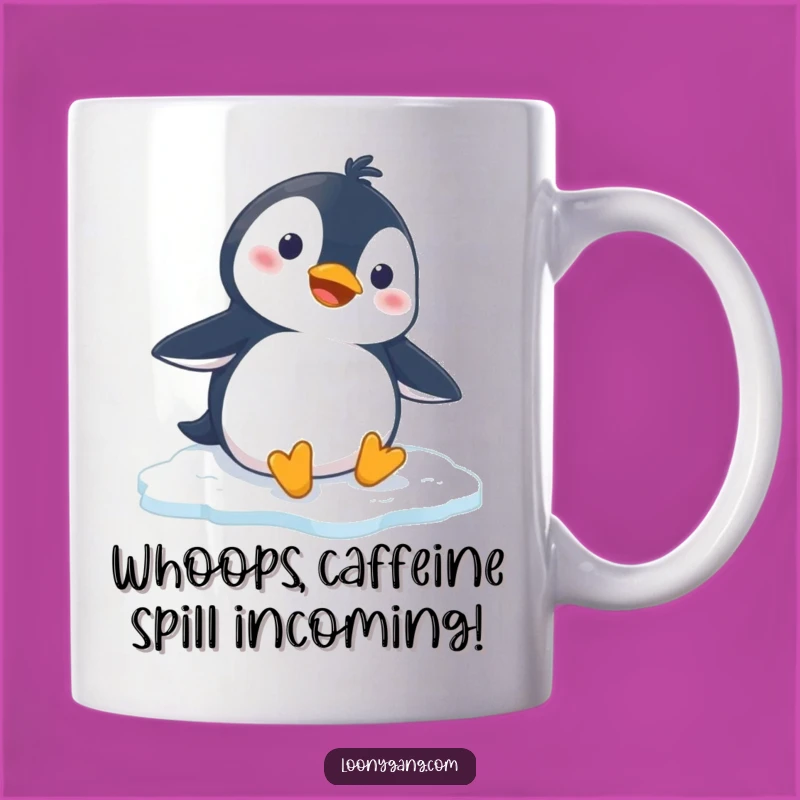 Funny Penguin Slipping Mug: Hilarious Cartoon Gift for Penguin Lovers