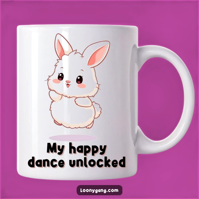 Funny Bunny Wiggle Mug: Adorable Cartoon Rabbit Hopping, Perfect Funny Gift for Animal Lovers