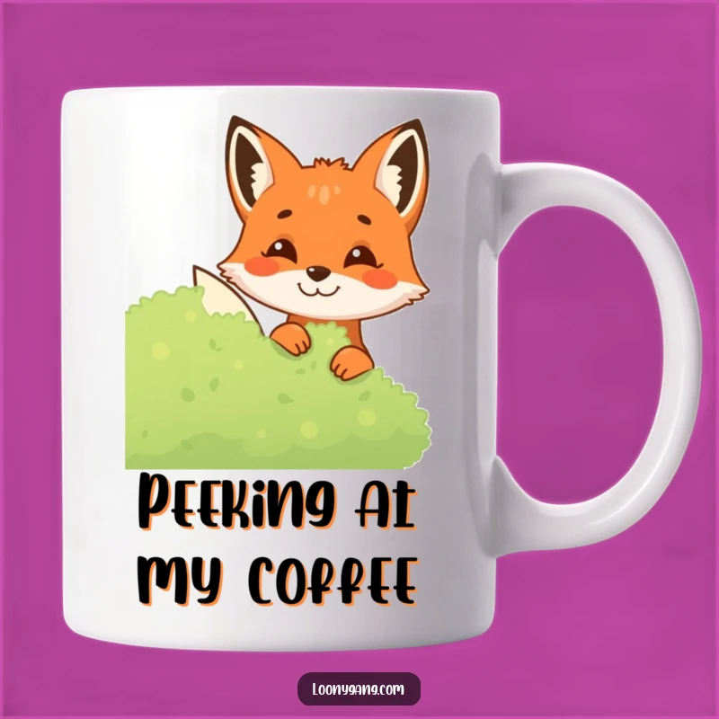Funny Fox Mug: Mischievous Grin Peeking Bush Surprise Gift