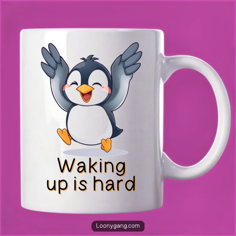Funny Penguin Fly Attempt Mug - Goofy Bird Humor Gift for Animal Lovers