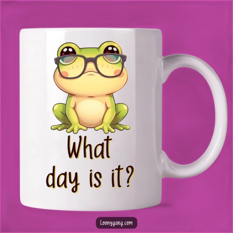 Funny Confused Frog Glasses Mug: Brain Freeze Humor, Perfect Quirky Gift