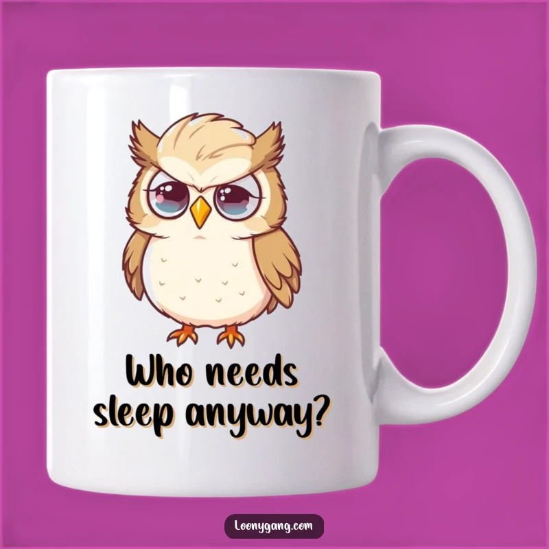 Funny Flustered Owl Mug, Oversized Feather Design, Perfect Humorous Gift for Owl Lovers