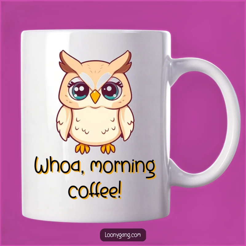 Funny Owl Eyes Mug: Startled Expression, Prankster's Perfect Funny Gift