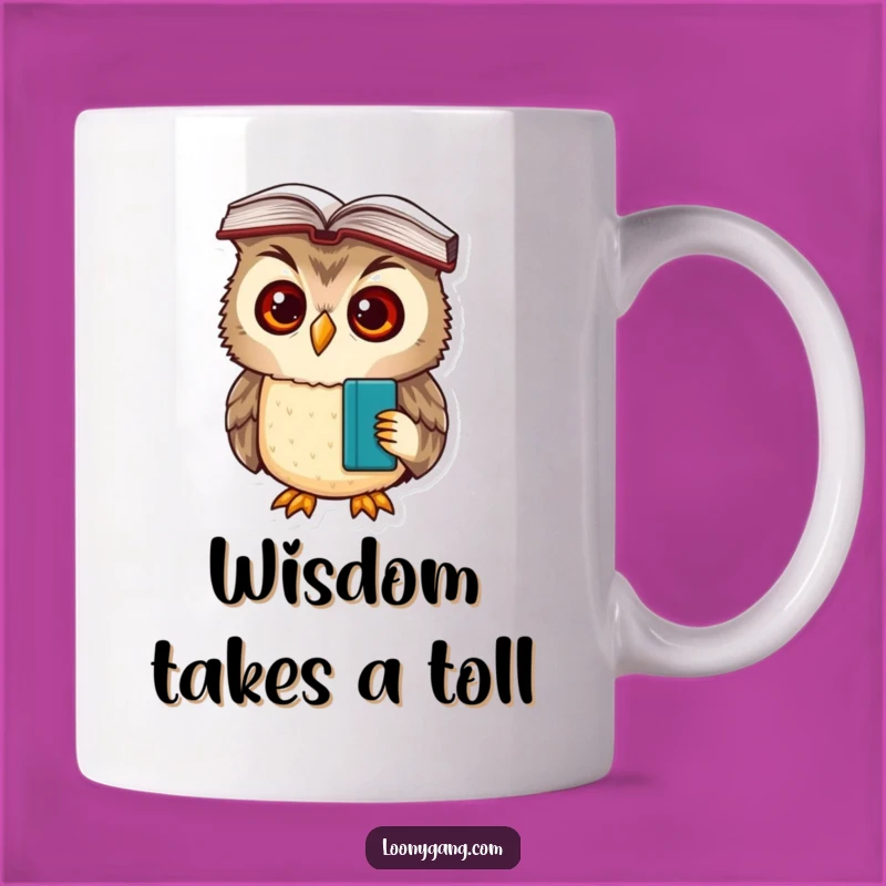 Funny Owl Cub Book Head Mug - Bewildered Scholar Fable Gift
