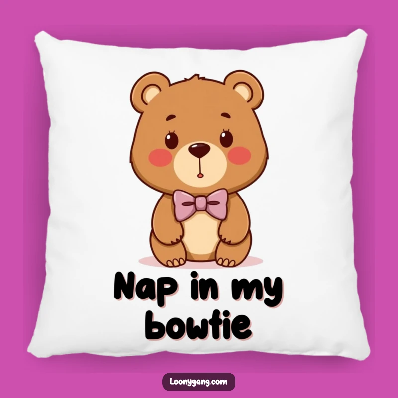 Funny Bear Cub Bowtie Pillow: Soft Cartoon Bear Cushion, Wonderful Funny Gift