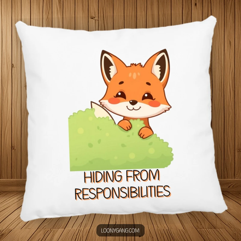 Funny Fox Pillow featuring a mischievous fox peeking from cover, providing comfort and a humorous touch to living spaces.