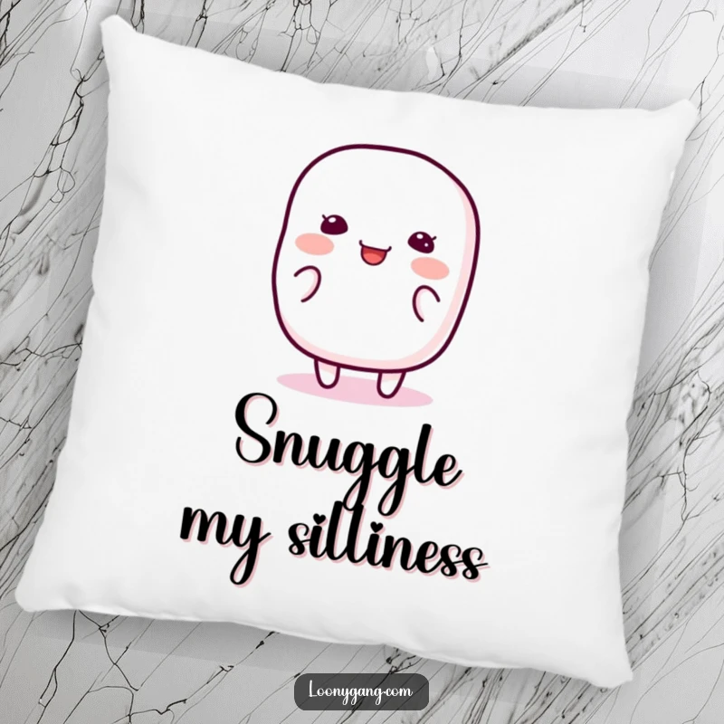 Funny Marshmallow Wiggle Pillow featuring a happy, jiggly marshmallow character wiggling with pure silliness, providing comfort and a dose of sweet amusement.