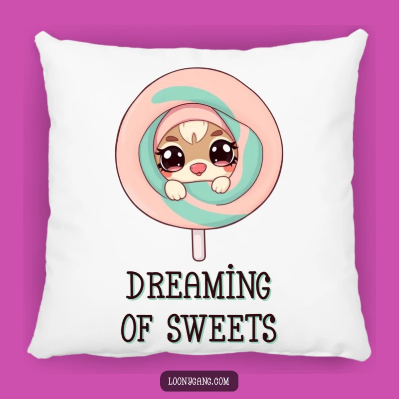 Funny Mischief Creature Pillow - Twinkling Eyes, Cozy Lollipop Humor