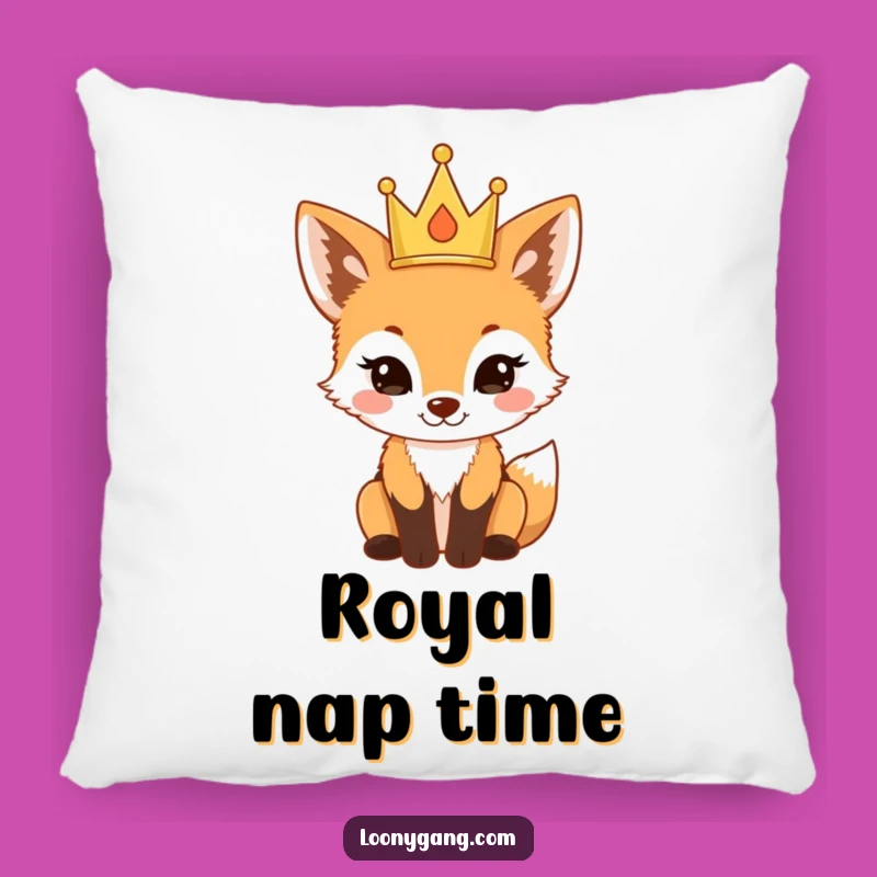 Funny Proud Fox Cub Pillow: Cozy Royalty, Adorable Funny Gift