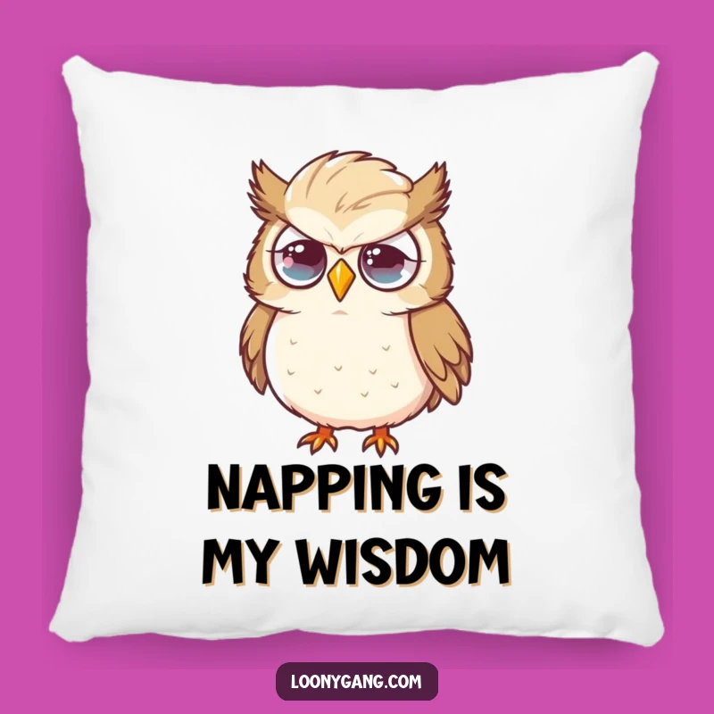 Funny Flustered Owl Pillow, Oversized Feather Cushion, Humorous Home Decor Gift