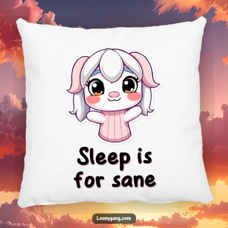 Funny Derpy Sock Puppet Pillow: A soft cushion with a derpy sock puppet, mismatched wiggling eyes, perfect for adding silly comfort.