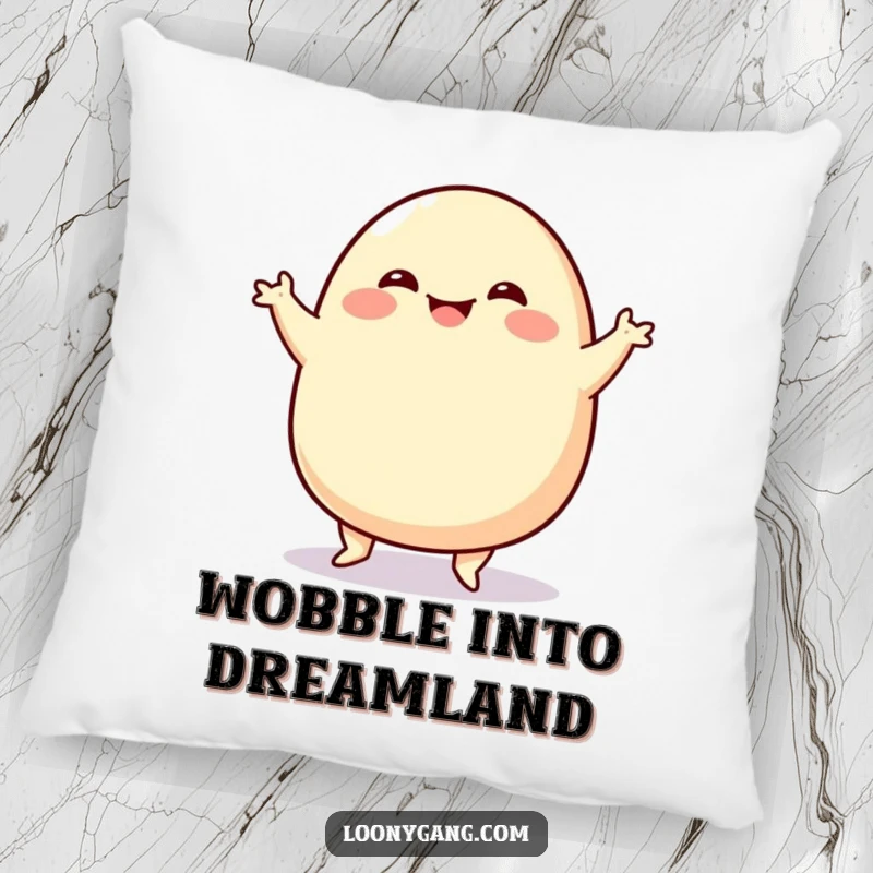 Funny Blob Jig Pillow featuring a lovable, wobbly blob character in a funny, energetic jig, providing comfort and amusement.