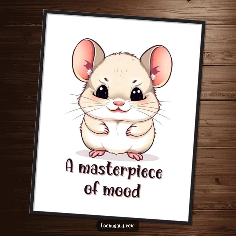 Funny chinchilla cub making a funny face, artistic digital print, instant decor.
