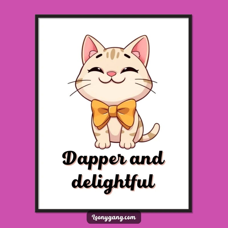 Funny Cat Bowtie Digital Art - Whimsical Printable Decor for Cat Fans