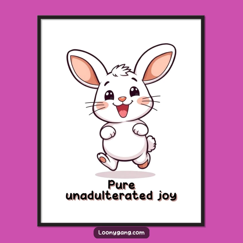 Funny Bunny Hop Digital Art - Big Ears Printable, Instant Cute Gift