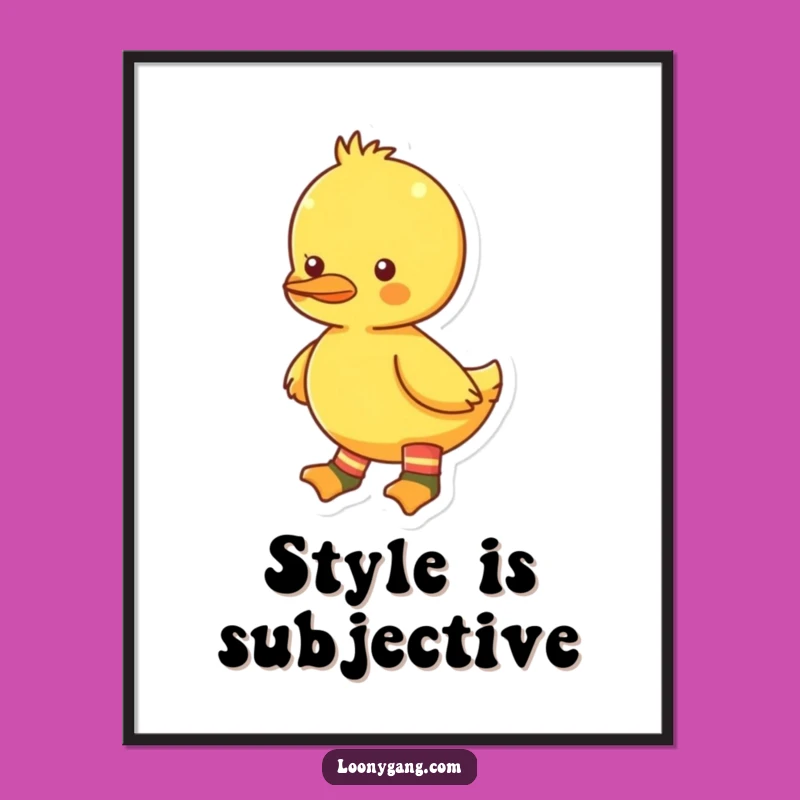 Funny Mismatched Socks Duckling Digital Print, Bright Yellow Art, Instant Humorous Decor Gift