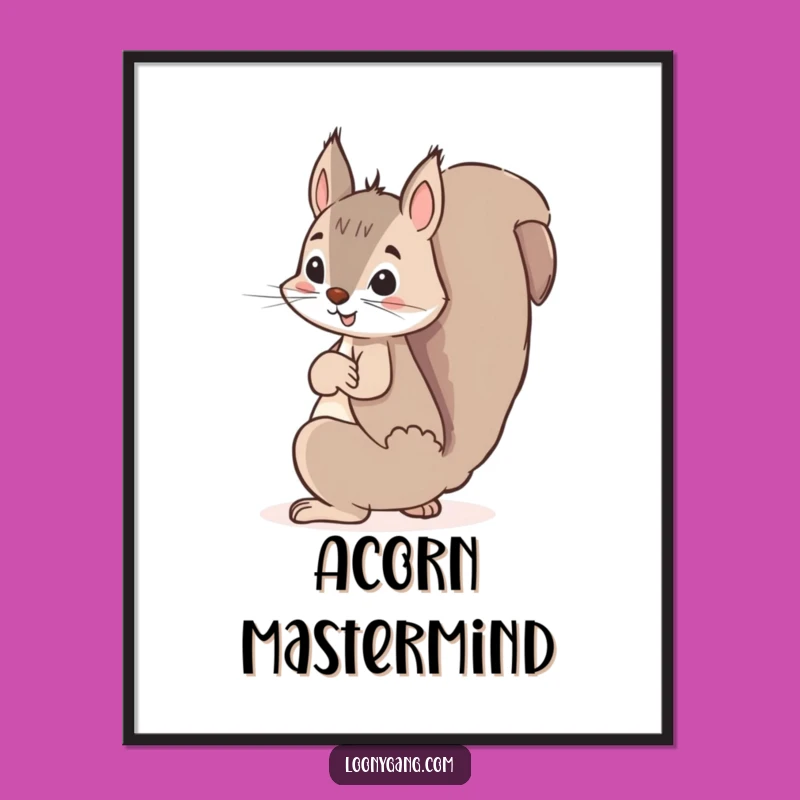 Funny Squirrel Hiding Acorn Digital Art - Mischievous Nutty Printable Gift