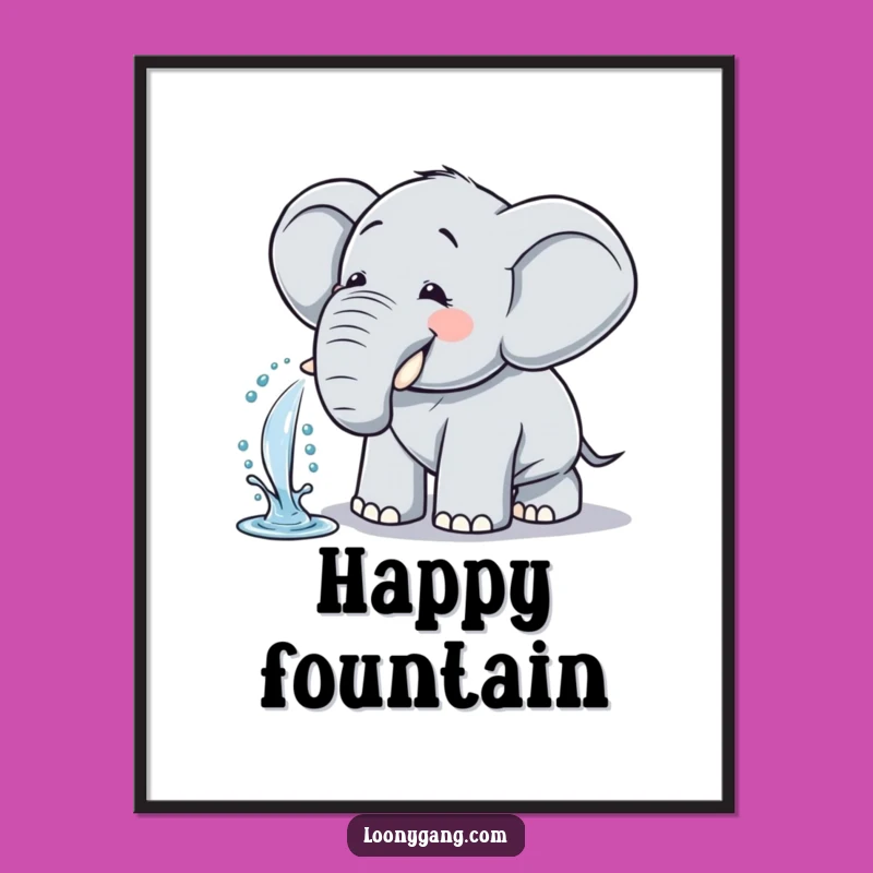 Funny Elephant Digital Art - Giggling Water Spritz Download, Instant Funny Gift