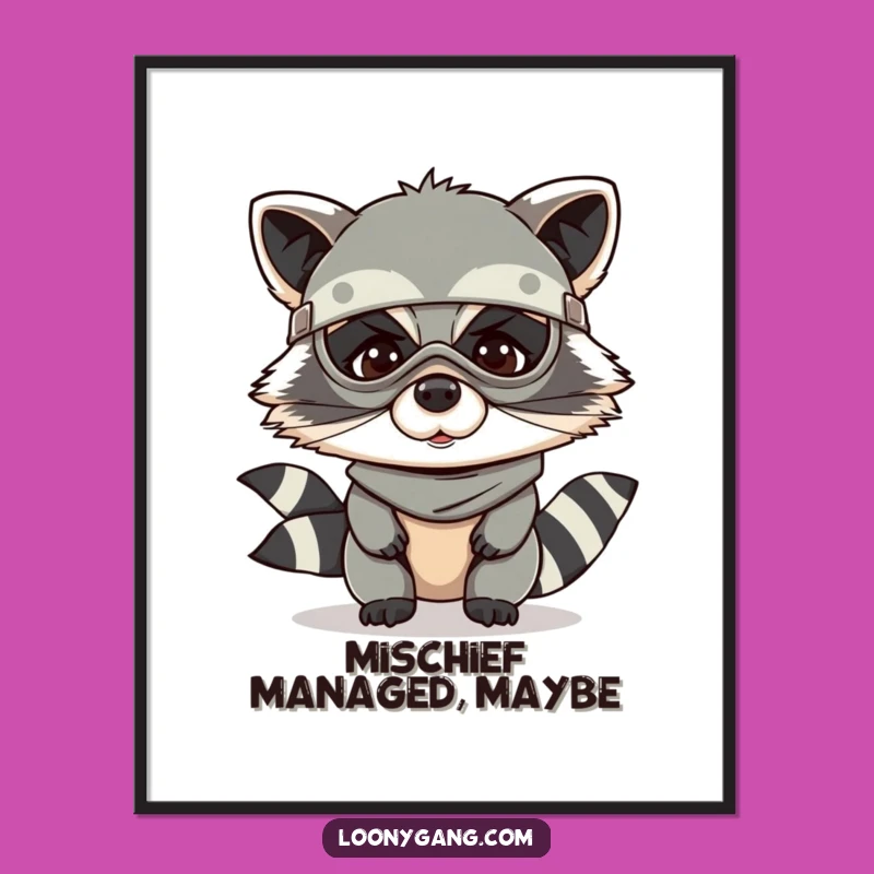 Funny Raccoon Bandit Digital Art: Instant Mischief for Your Walls