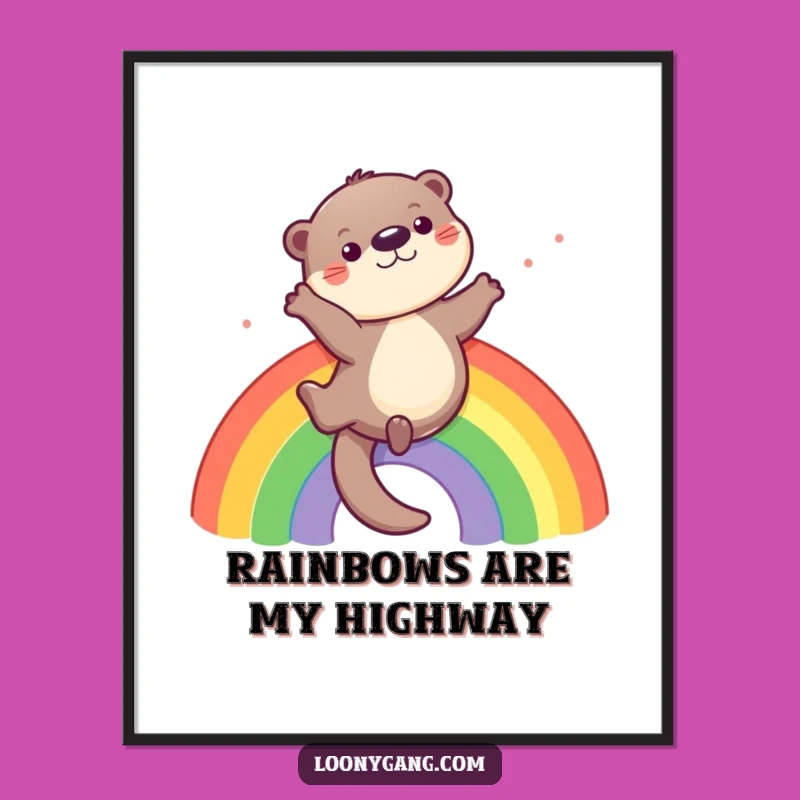 Funny Otter Rainbow Digital Art: Instant Joy for Your Walls