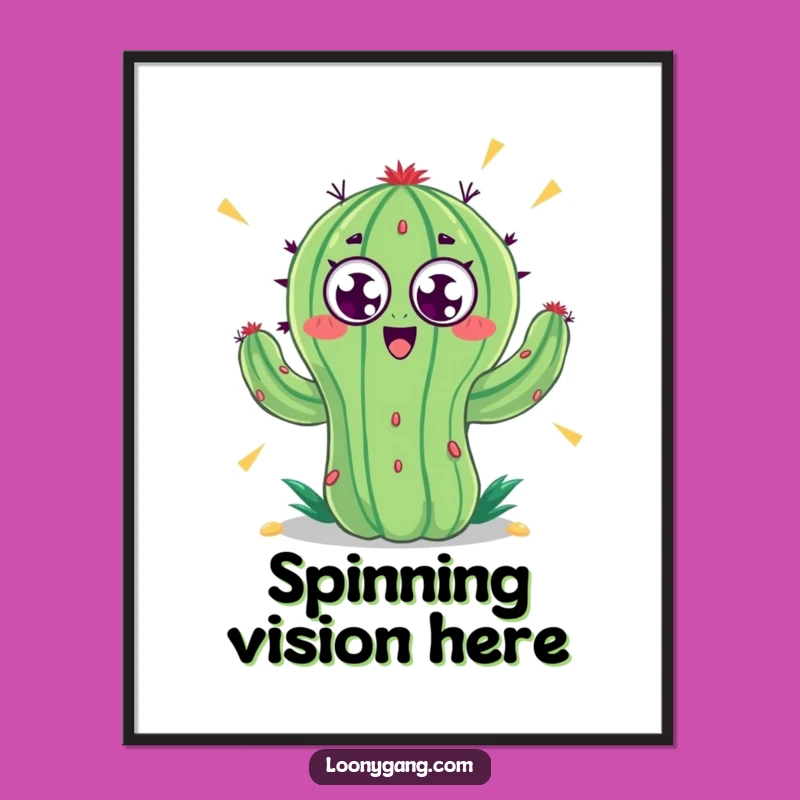 Funny Spinning Cactus Googly Eyes Digital Print: Instant Whimsy for Your Walls