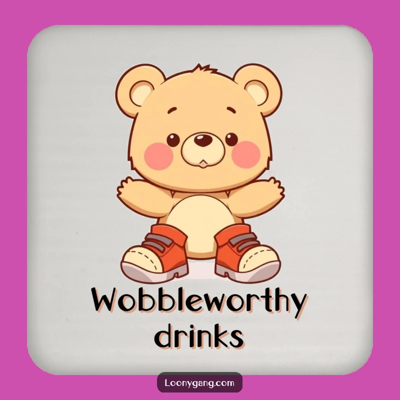Funny Bear Cub Big Shoes Coasters - Adorable Wobbling Set