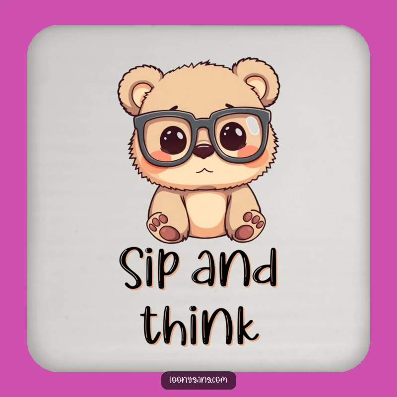 Funny Bear Cub Glasses Drink Coaster: Silly Protection for Surfaces