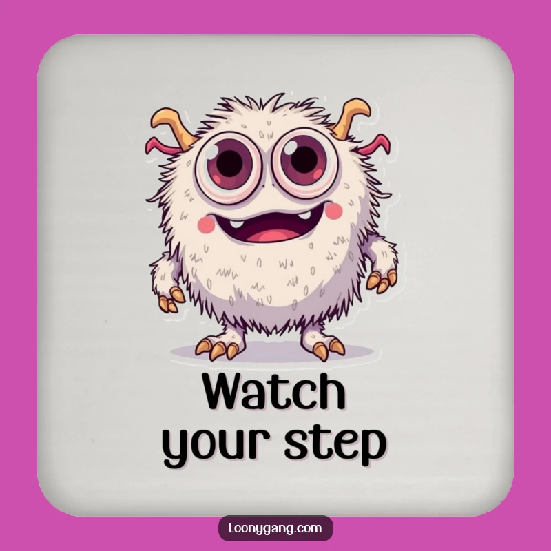 Funny Fuzzy Monster Coaster: Tripping Eyes - Protect Surfaces with Humor!