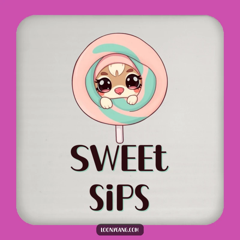 Funny Mischief Creature Drink Coaster - Twinkling Eyes, Lollipop Protection