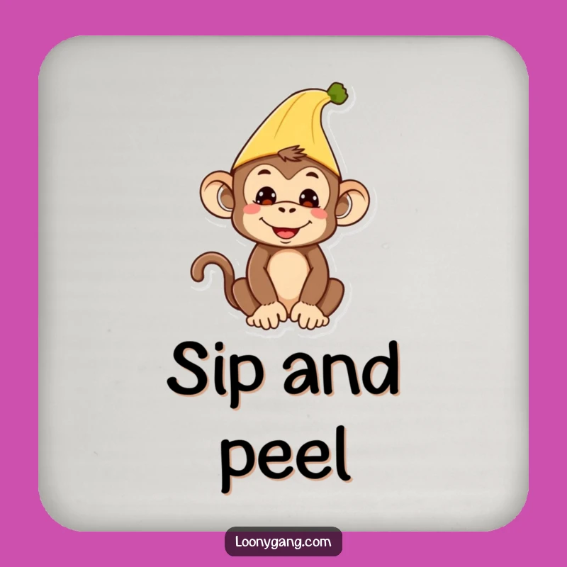 Funny Monkey Coasters (Set of 4) - Protect Surfaces with Banana Hat Humor
