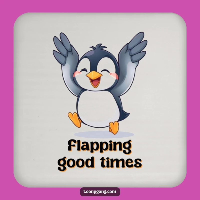 Funny Penguin Fly Attempt Coasters - Goofy Bird Set for Tables