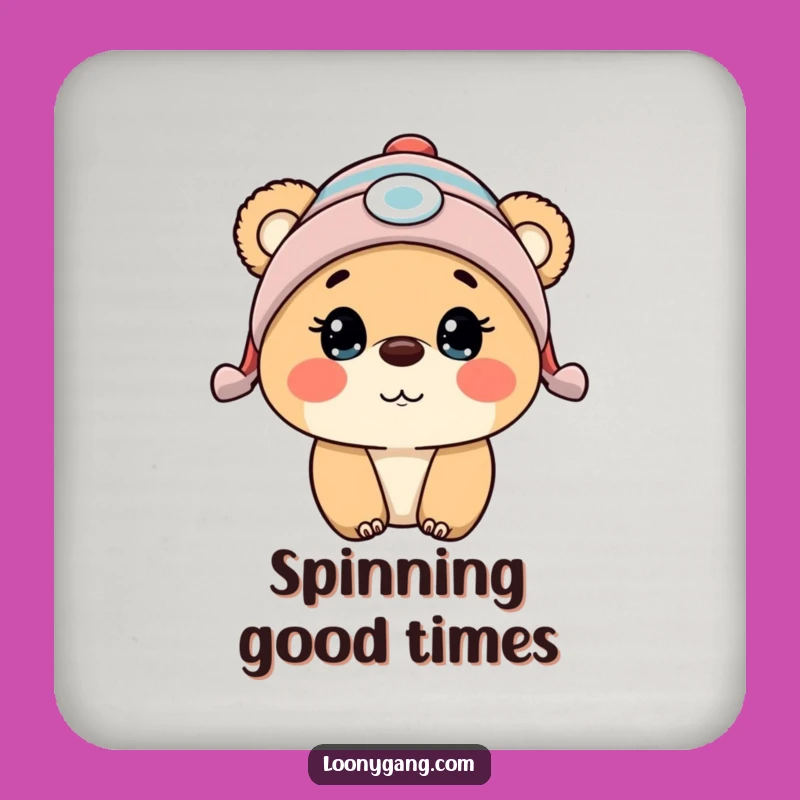 Funny Surprised Bear Cub Propeller Beanie Coaster Protect Surfaces Funny Gift